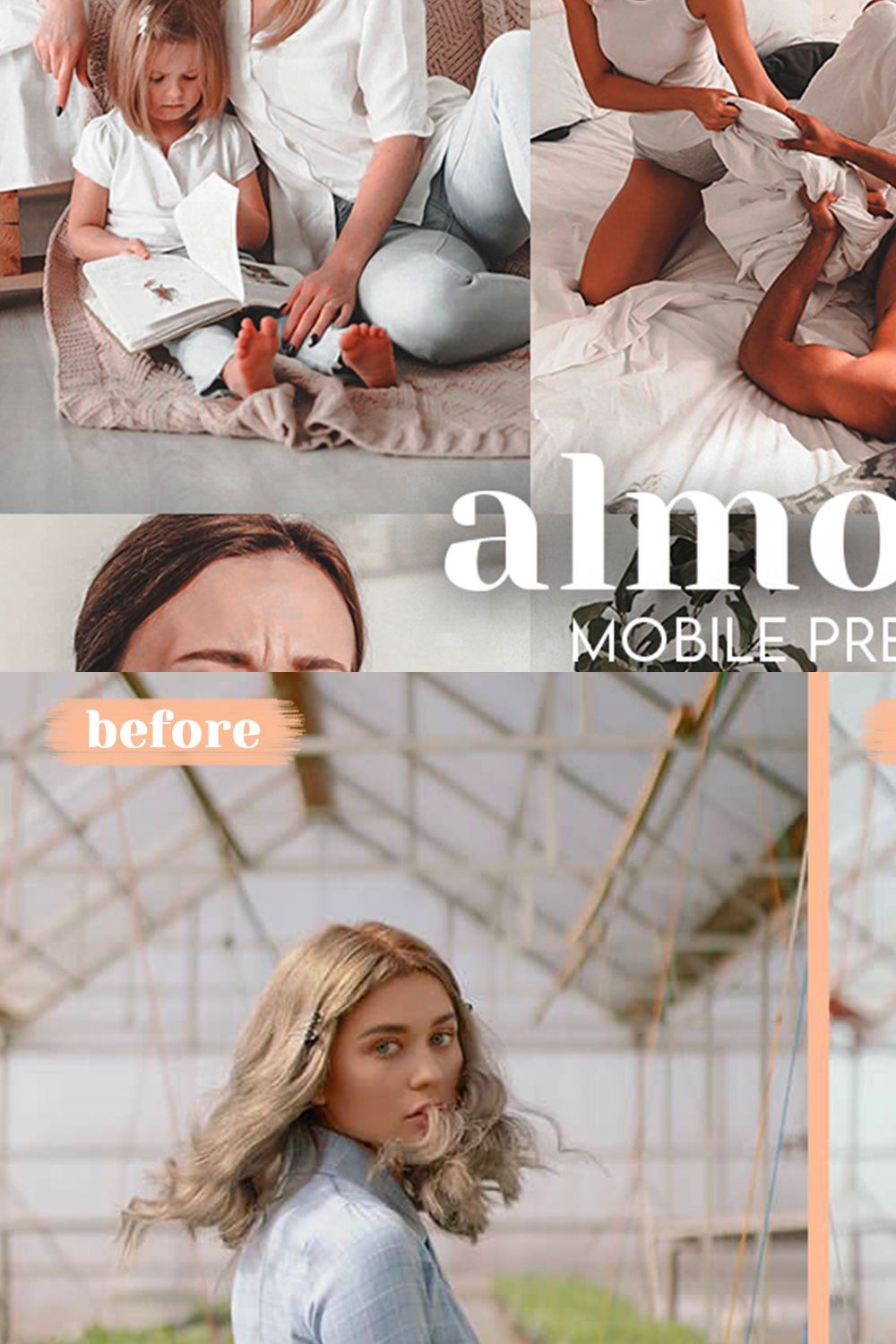Almond Lightroom Mobile Presets pinterest preview image.