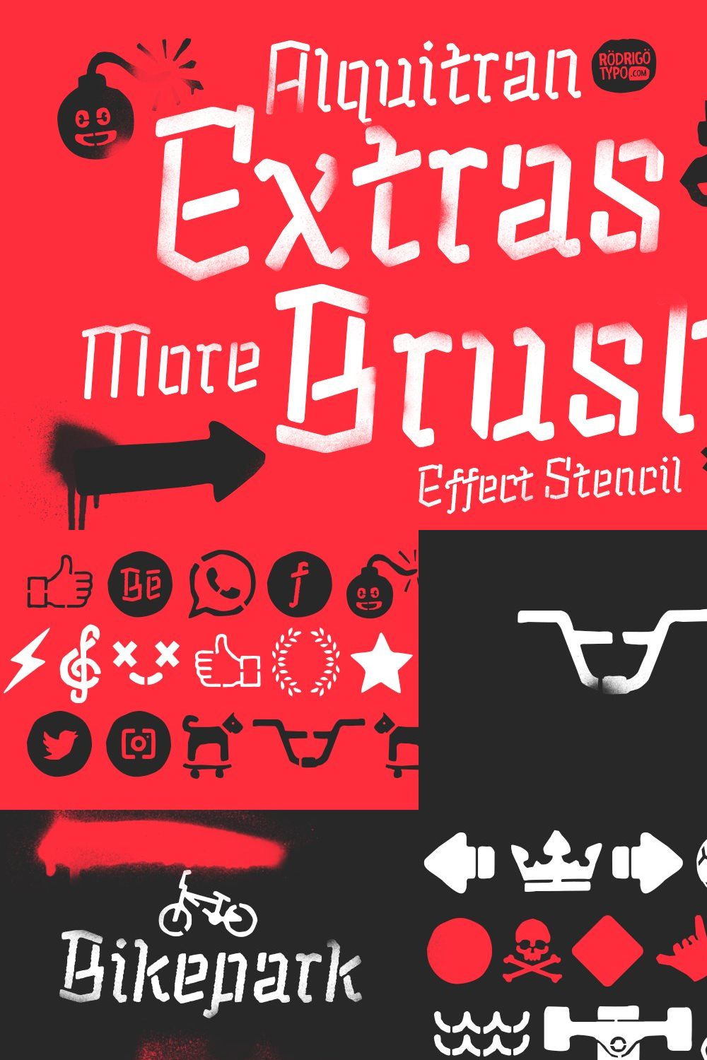 Alquitran Stencil Extra+Brush Psd pinterest preview image.
