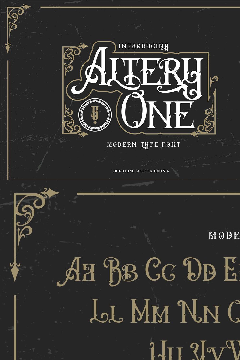Altery One - classic blackletter pinterest preview image.