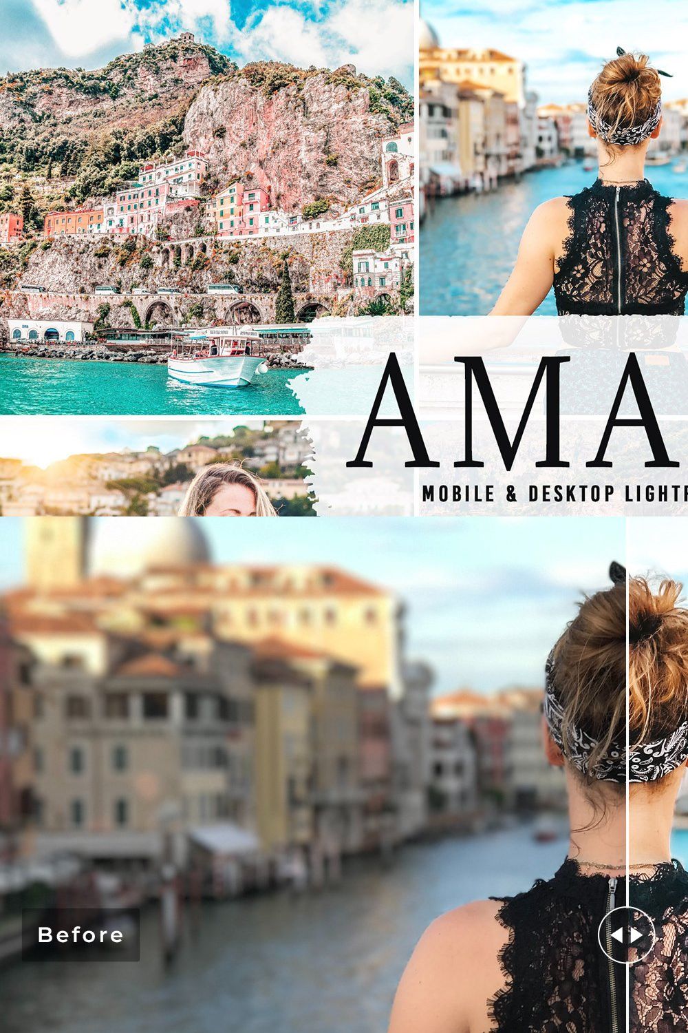 Amalfi Pro Lightroom Presets pinterest preview image.