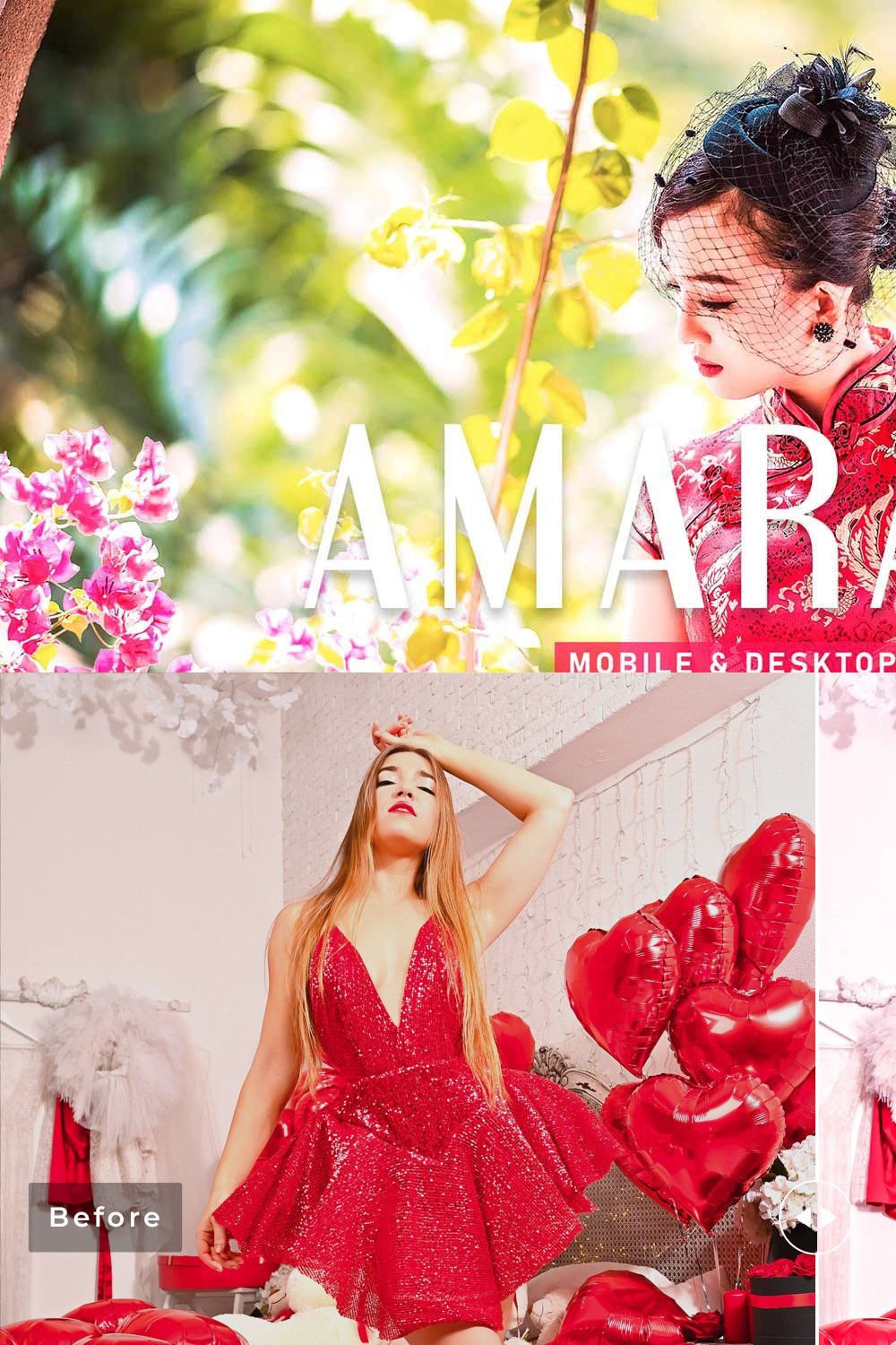 Amaranth Pro Lightroom Presets pinterest preview image.