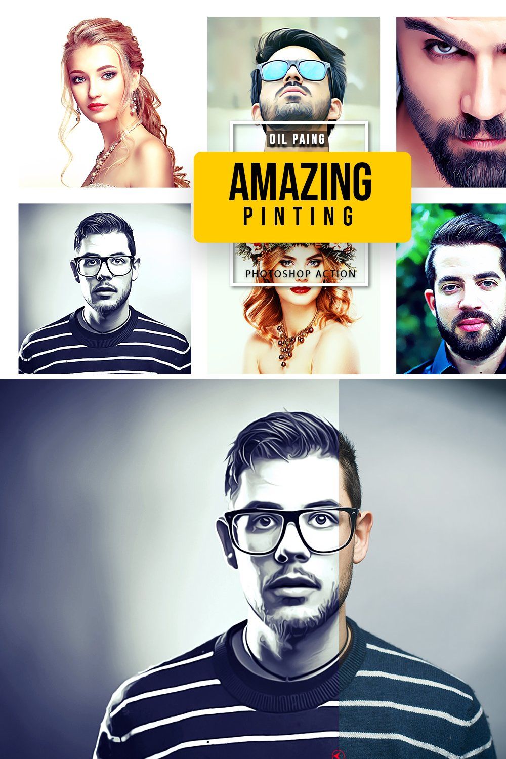 Amazing Pinting Photoshop Actions pinterest preview image.