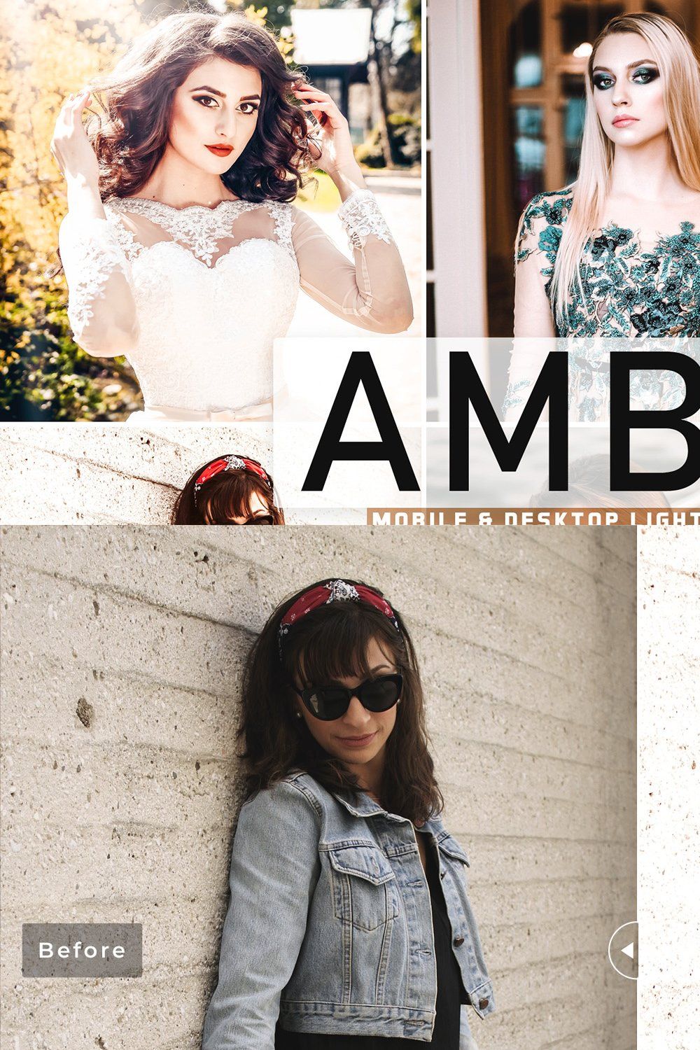 Amber Pro Lightroom Presets pinterest preview image.