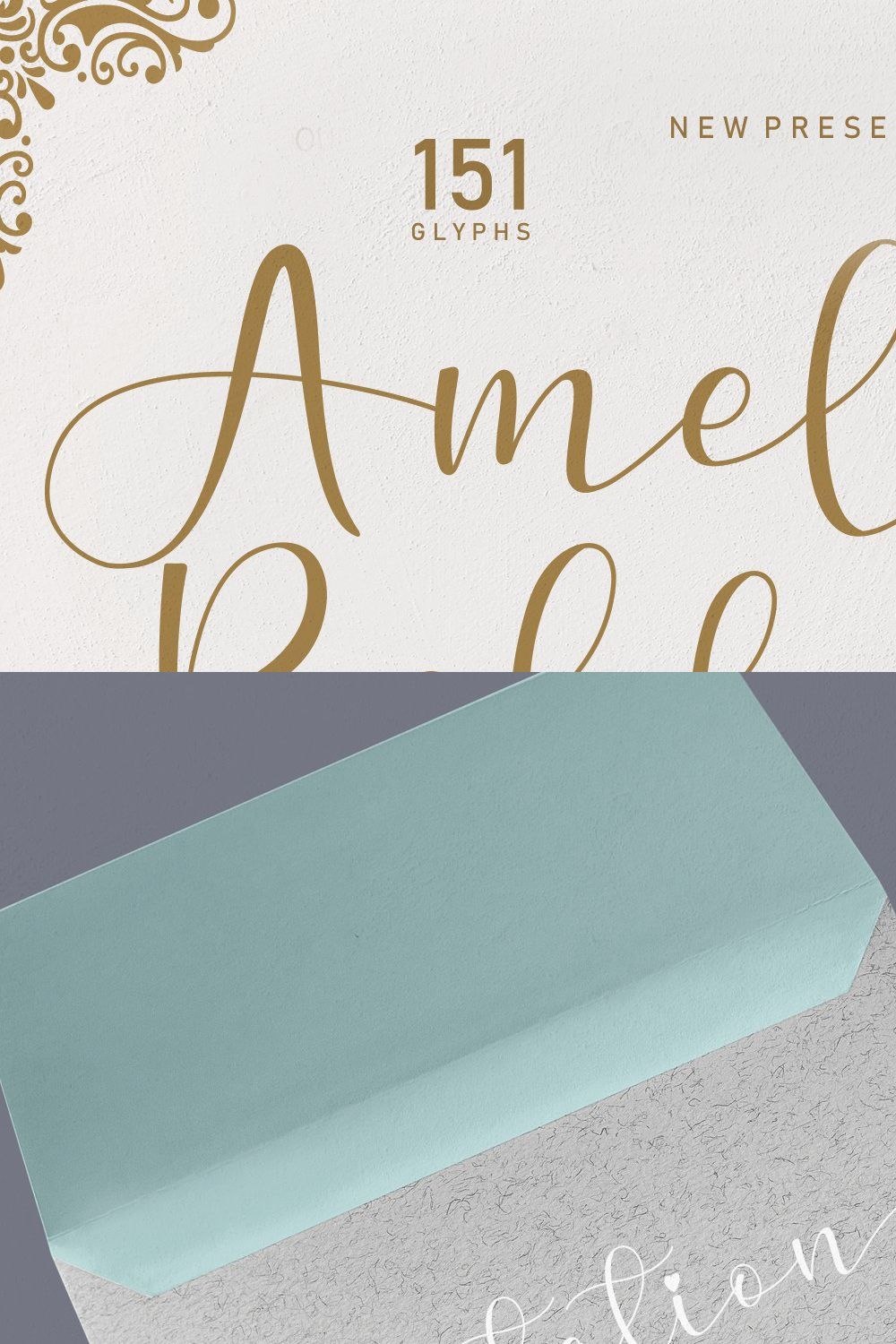 Amellia Bellania | handwritten font pinterest preview image.