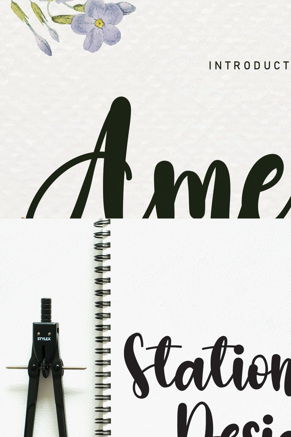 Amellia | Script font pinterest preview image.