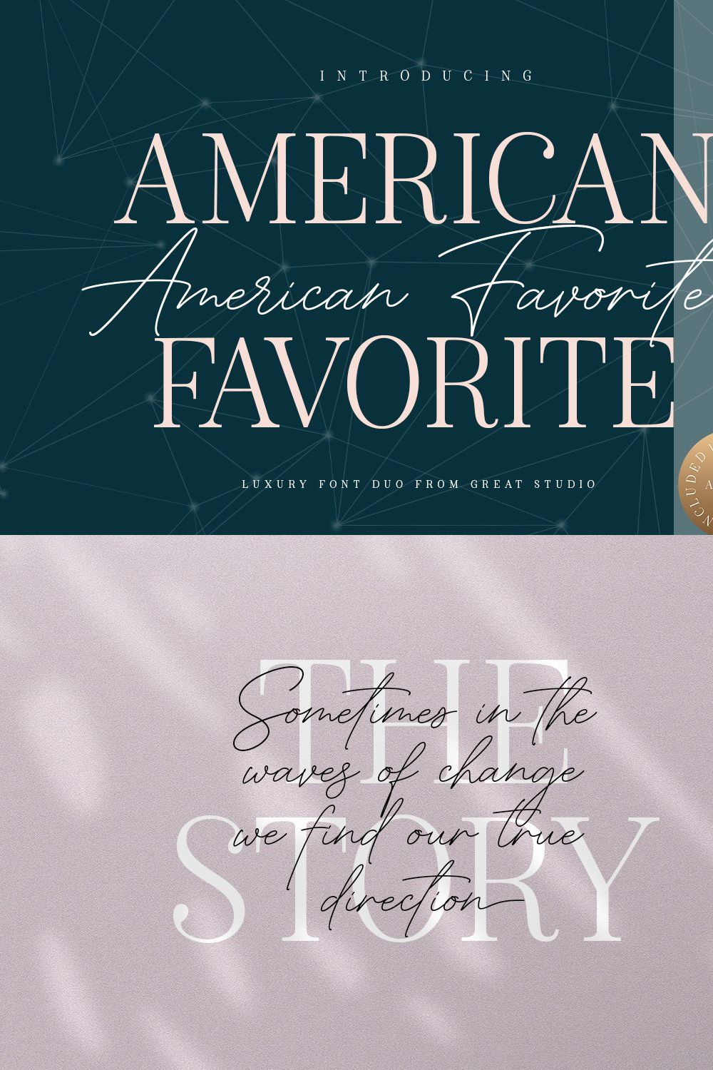 American Favorite Font Duo + Logo pinterest preview image.