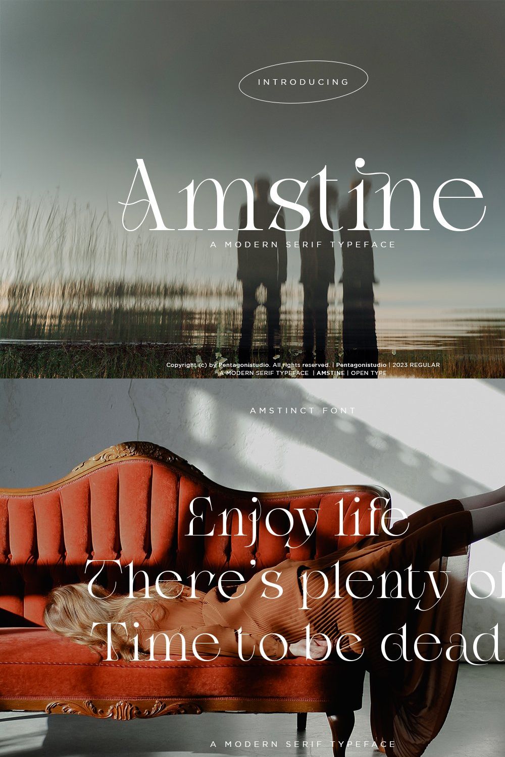 Amstine | Modern Serif pinterest preview image.