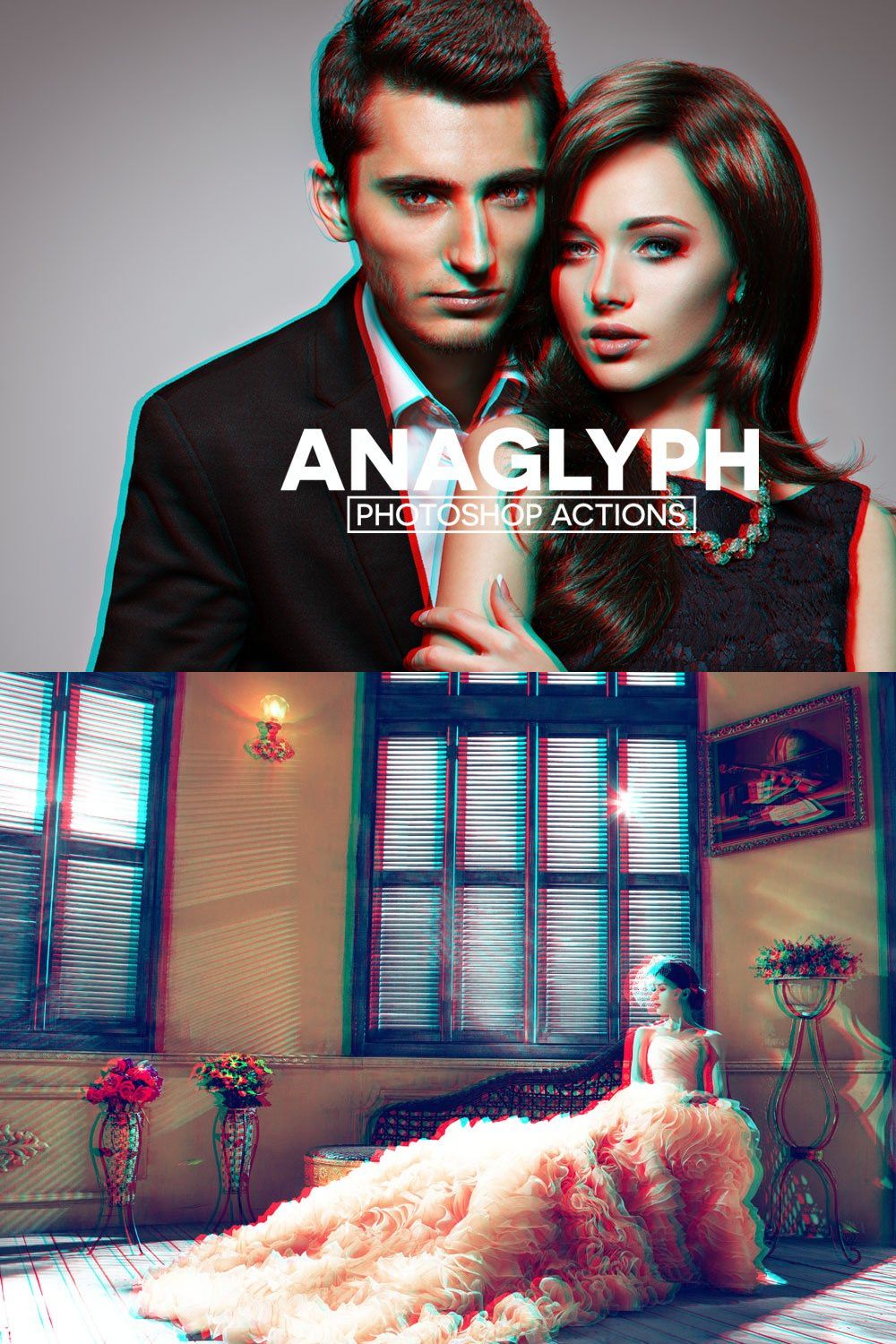 Anaglyph 3D Photoshop Actions pinterest preview image.