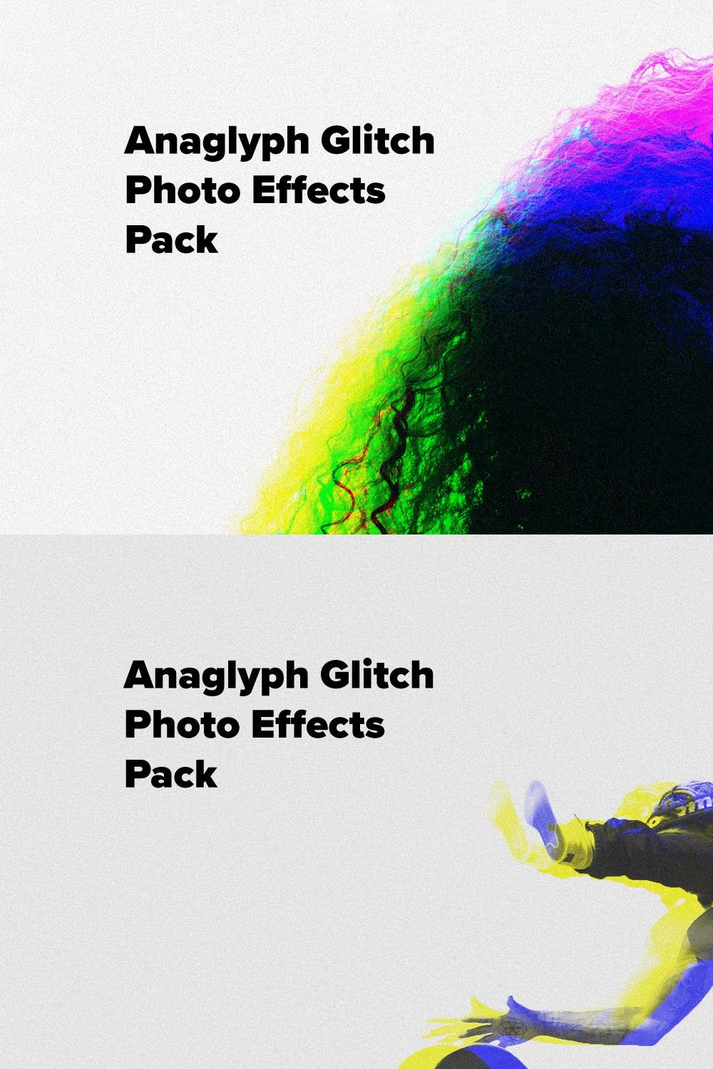 Anaglyph Glitch Photo Effects Pack pinterest preview image.