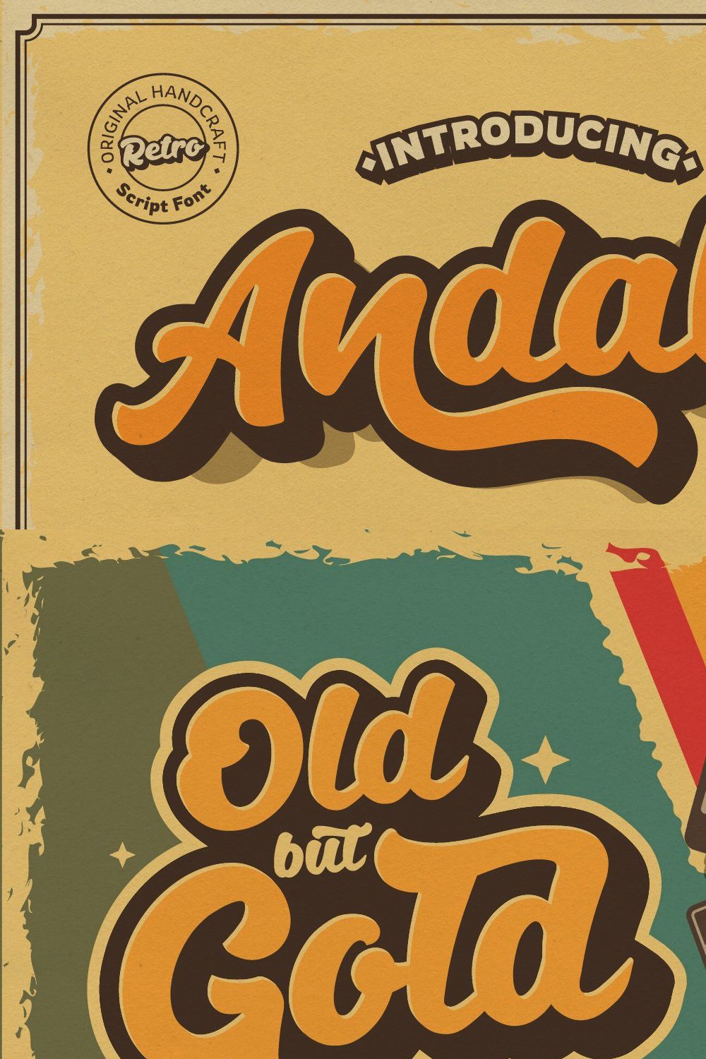 Andala - Groovy Retro Font pinterest preview image.