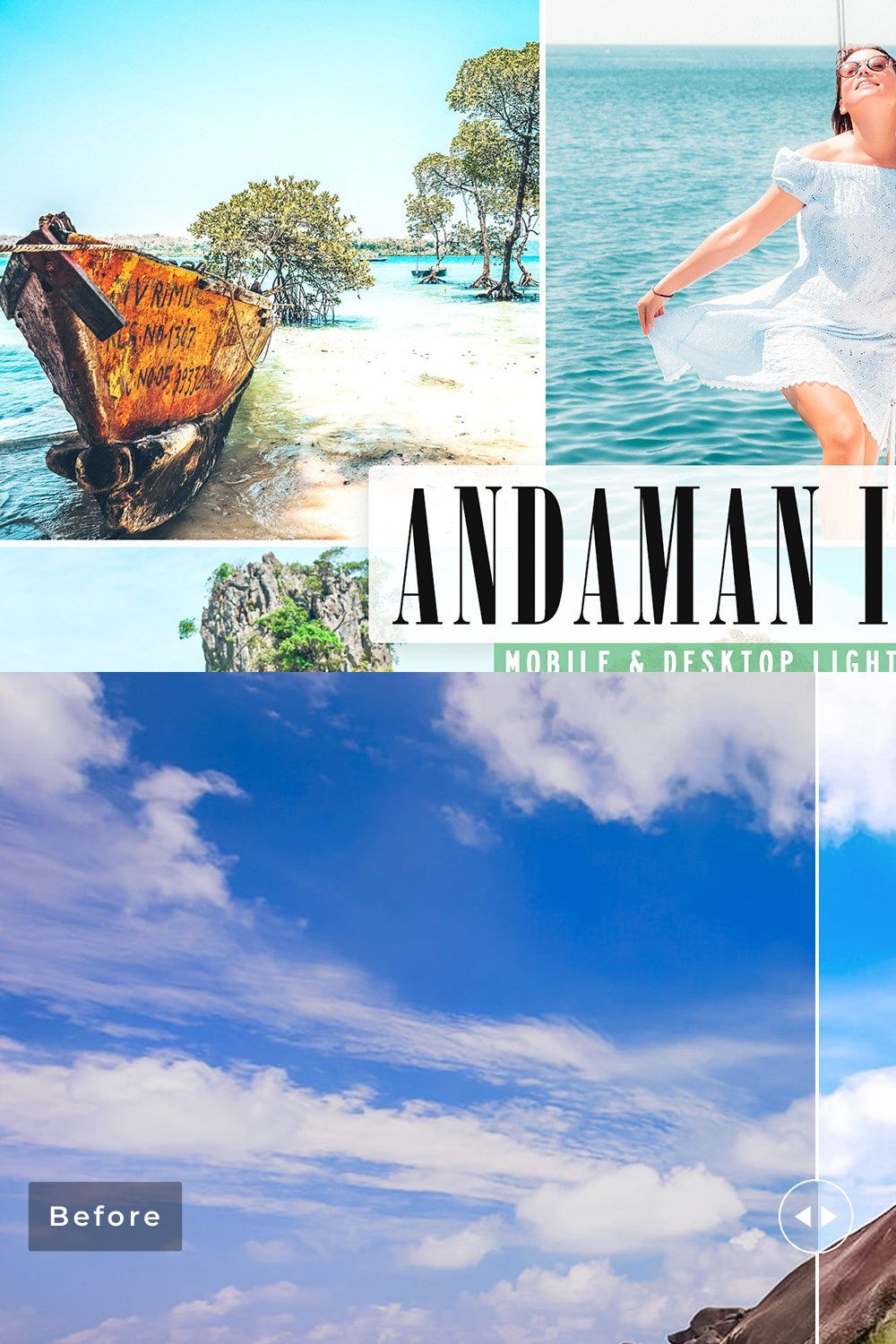 Andaman Islands Pro Lightroom Preset pinterest preview image.