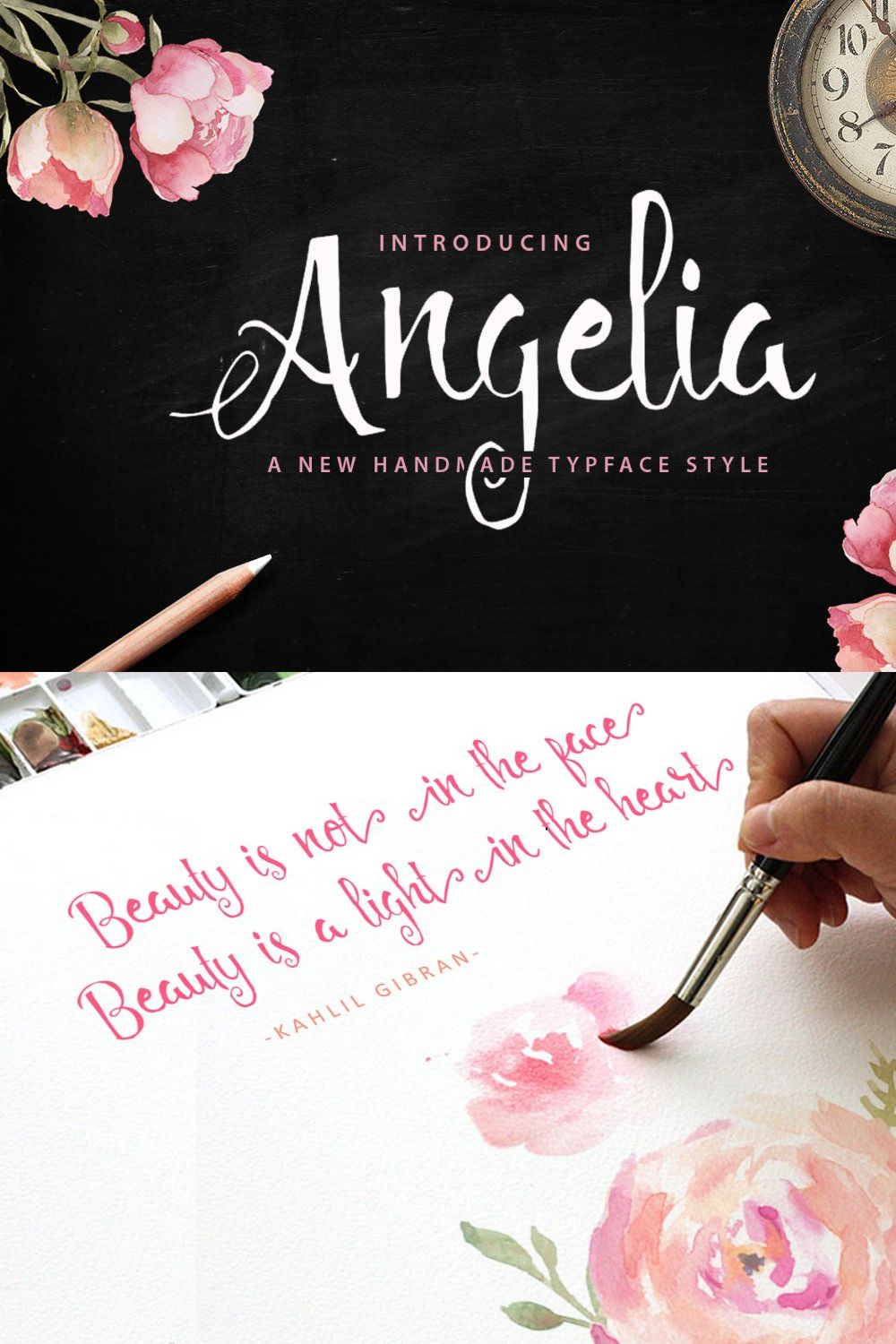 Angelia Script (50% off) pinterest preview image.