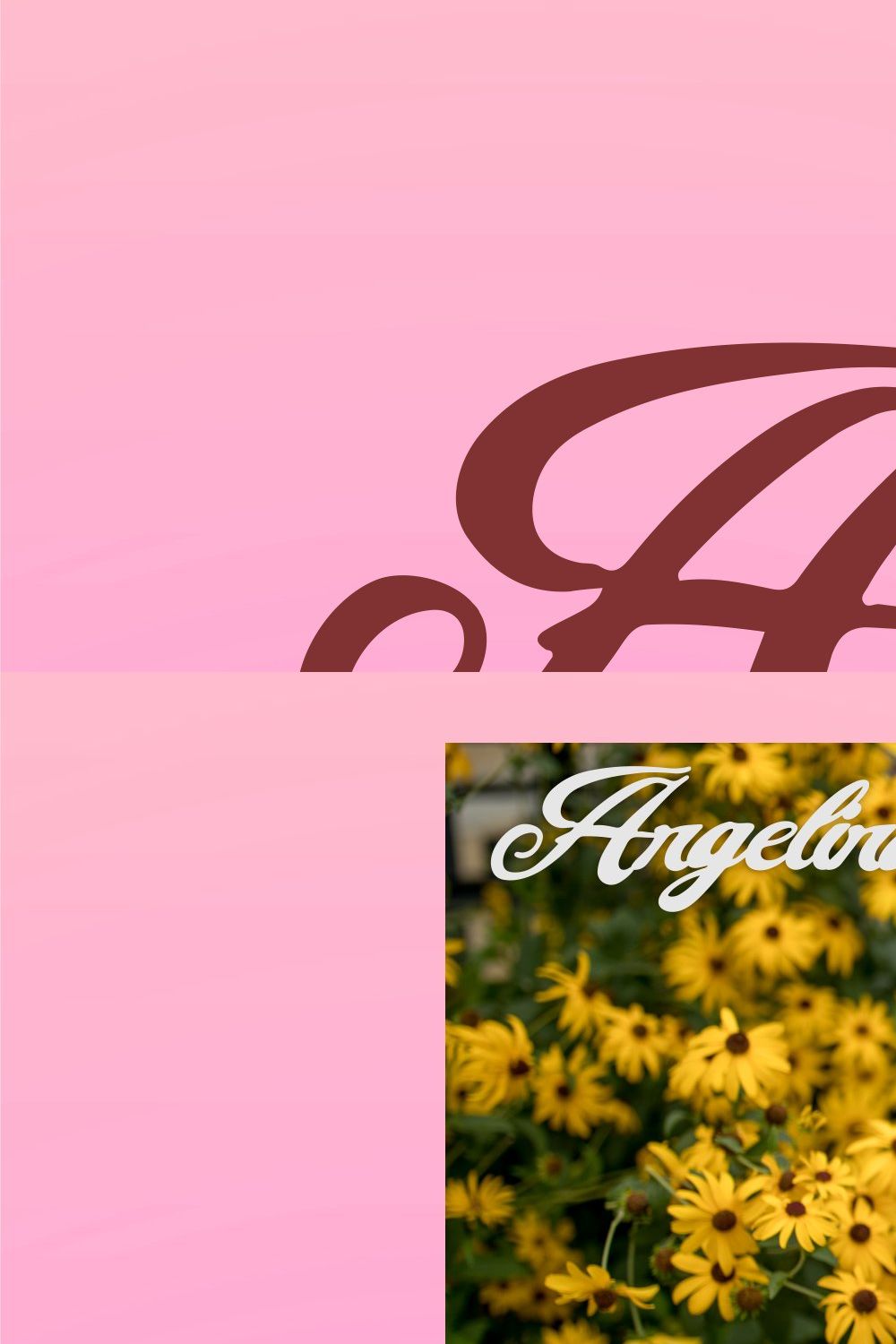 Angelina Beautiful Script style font pinterest preview image.