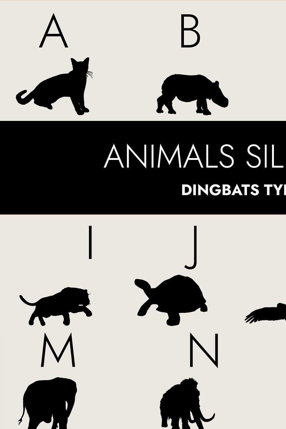 Animals Silhouette Dingbats Font pinterest preview image.