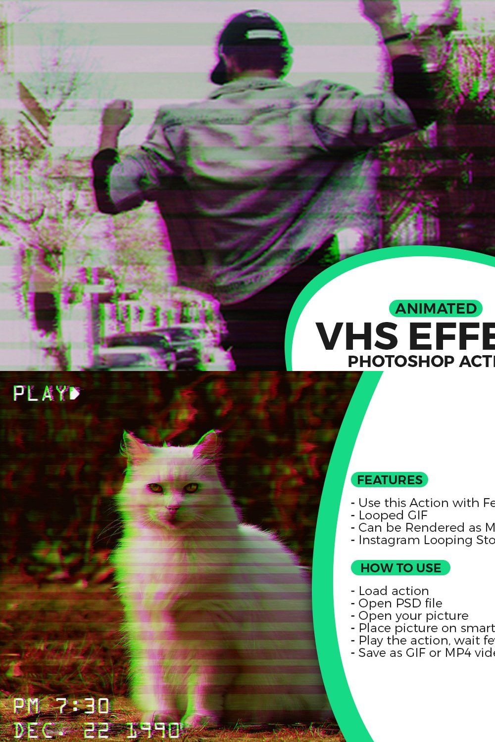 Animated VHS Effect Action pinterest preview image.