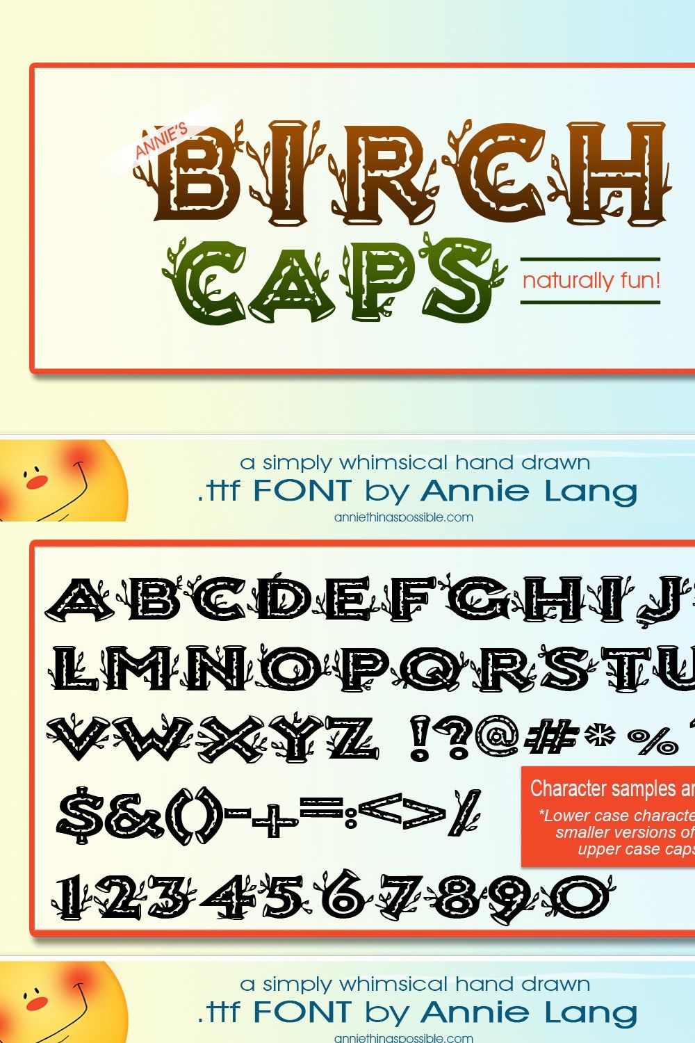 Annie's Birch Caps Font pinterest preview image.