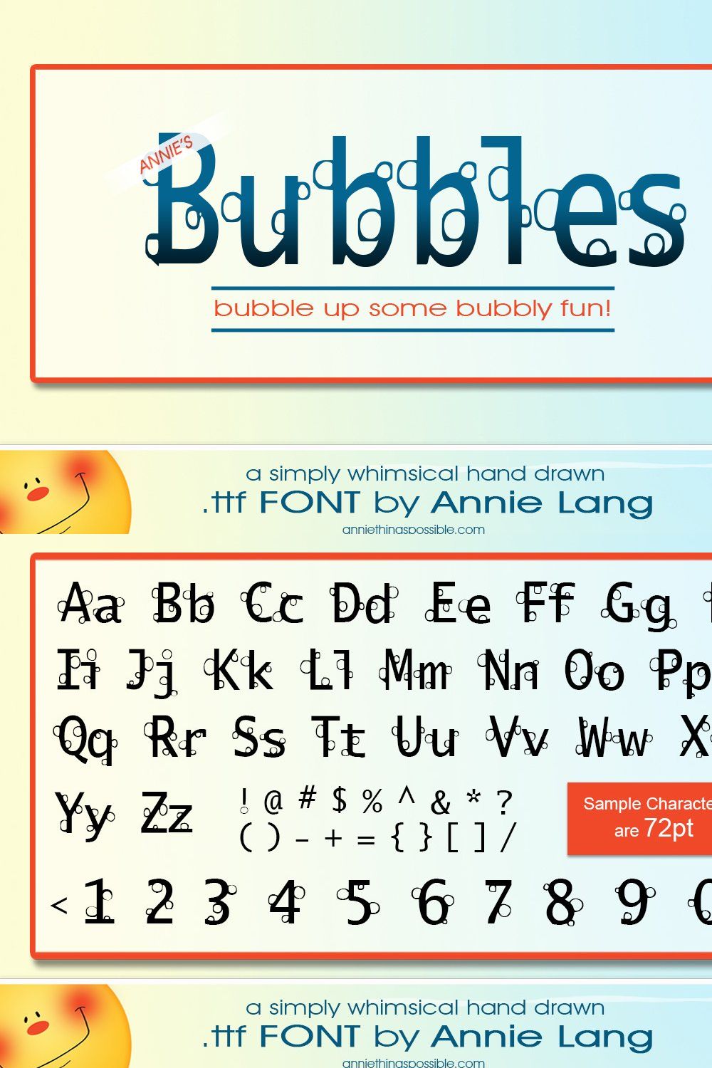 Annie's Bubbles Font pinterest preview image.