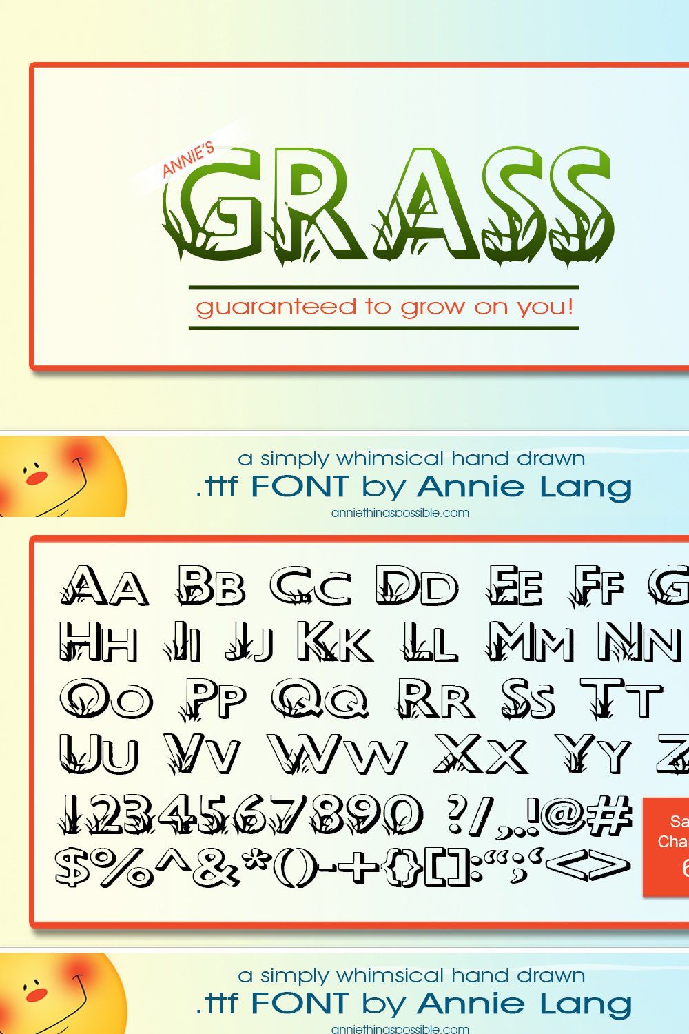 Annie's Grass Font pinterest preview image.