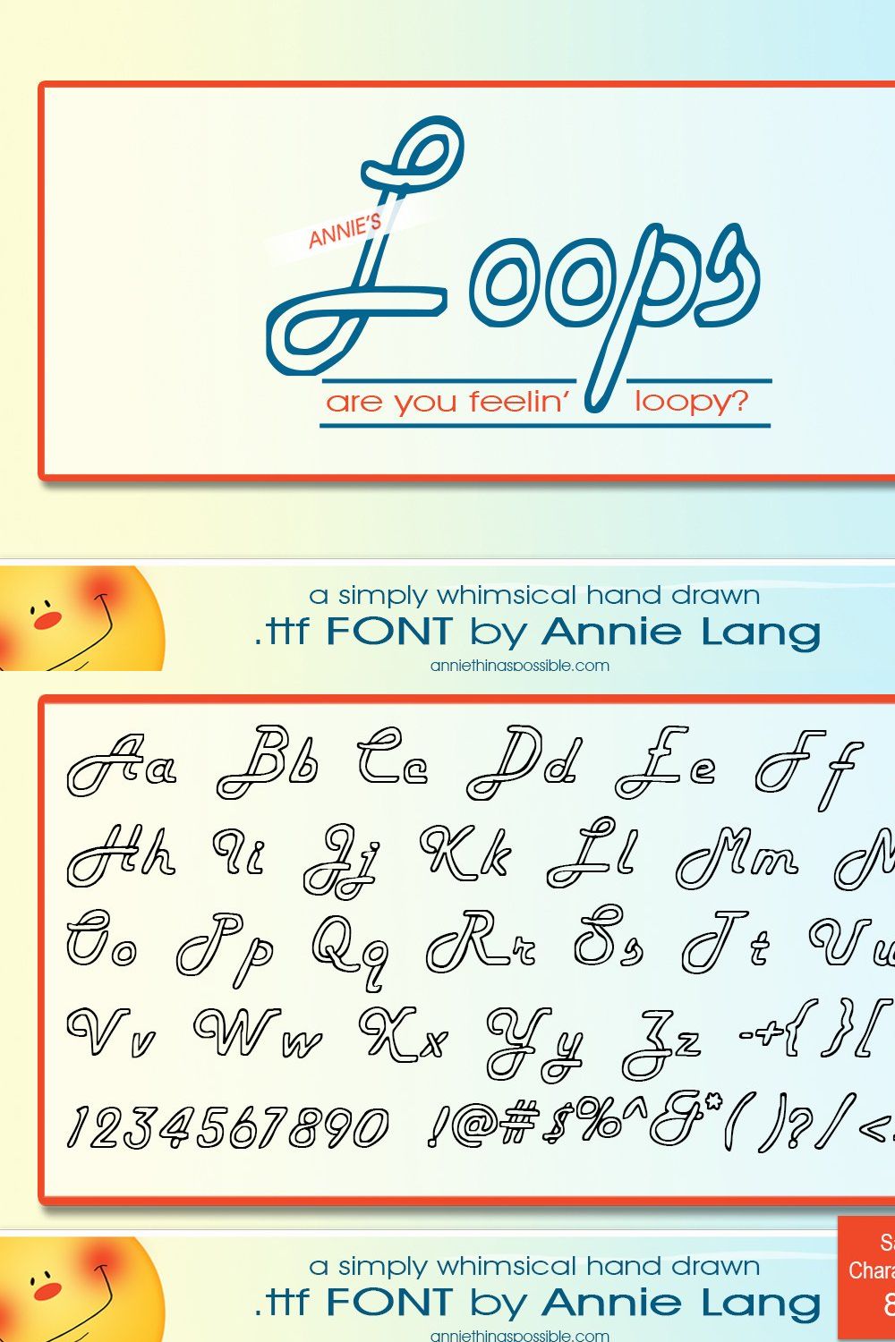 Annie's Loops Font pinterest preview image.