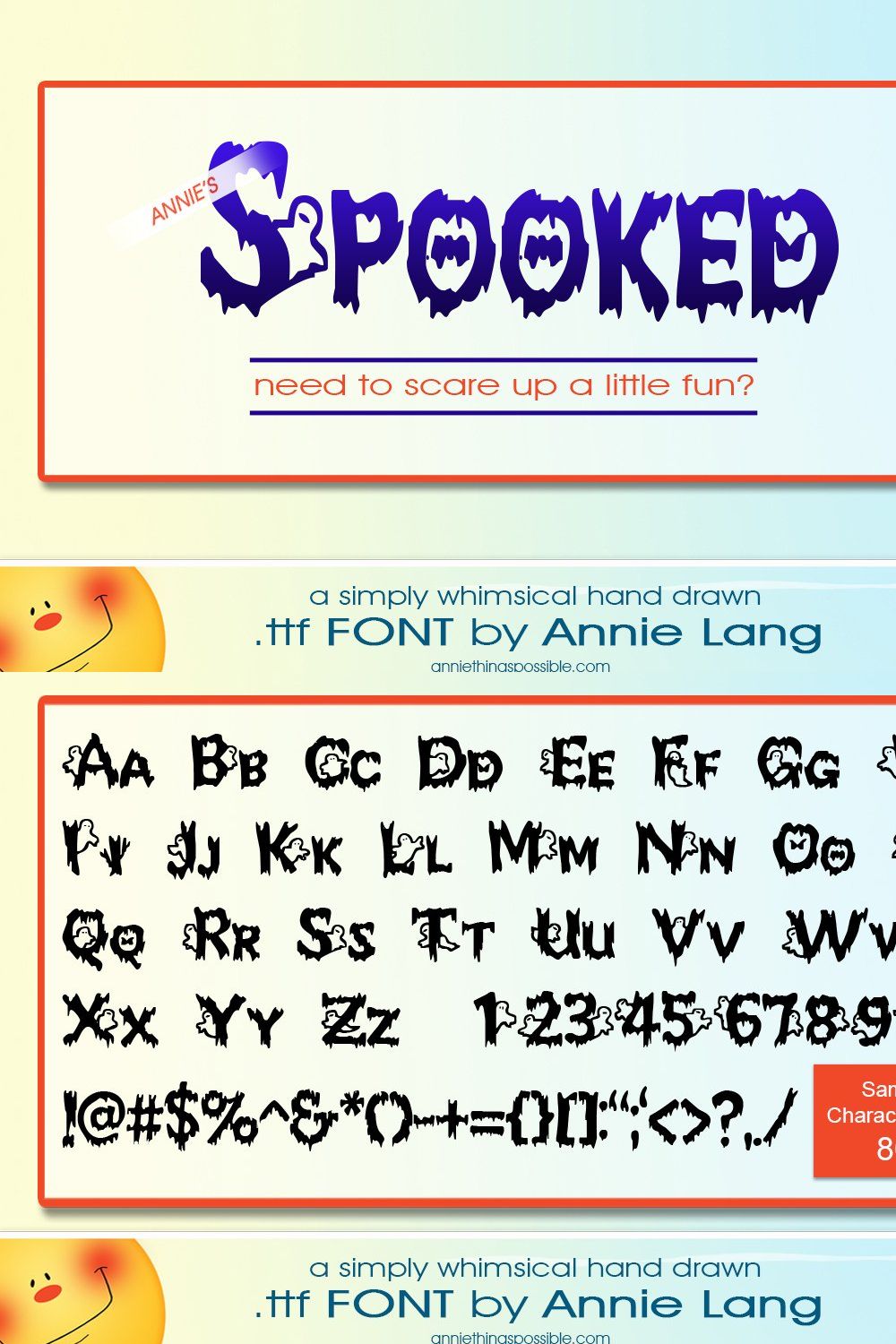 Annie's Spooked Font pinterest preview image.