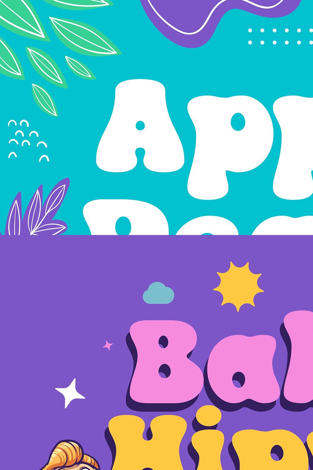 Apple Peach | Playful bubble Font pinterest preview image.