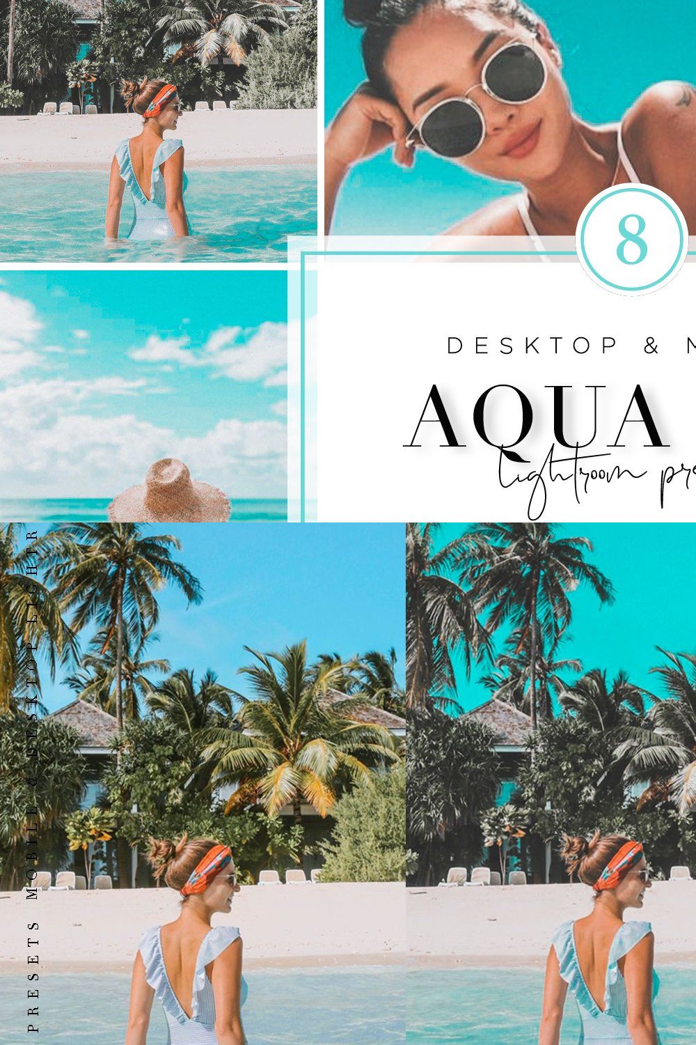 AQUA LIT - Lightroom Presets pinterest preview image.