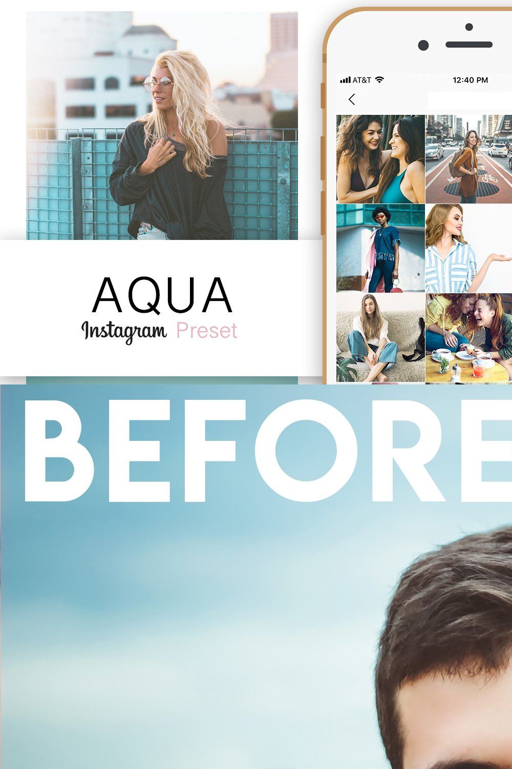 Aqua Pro Lightroom Preset pinterest preview image.