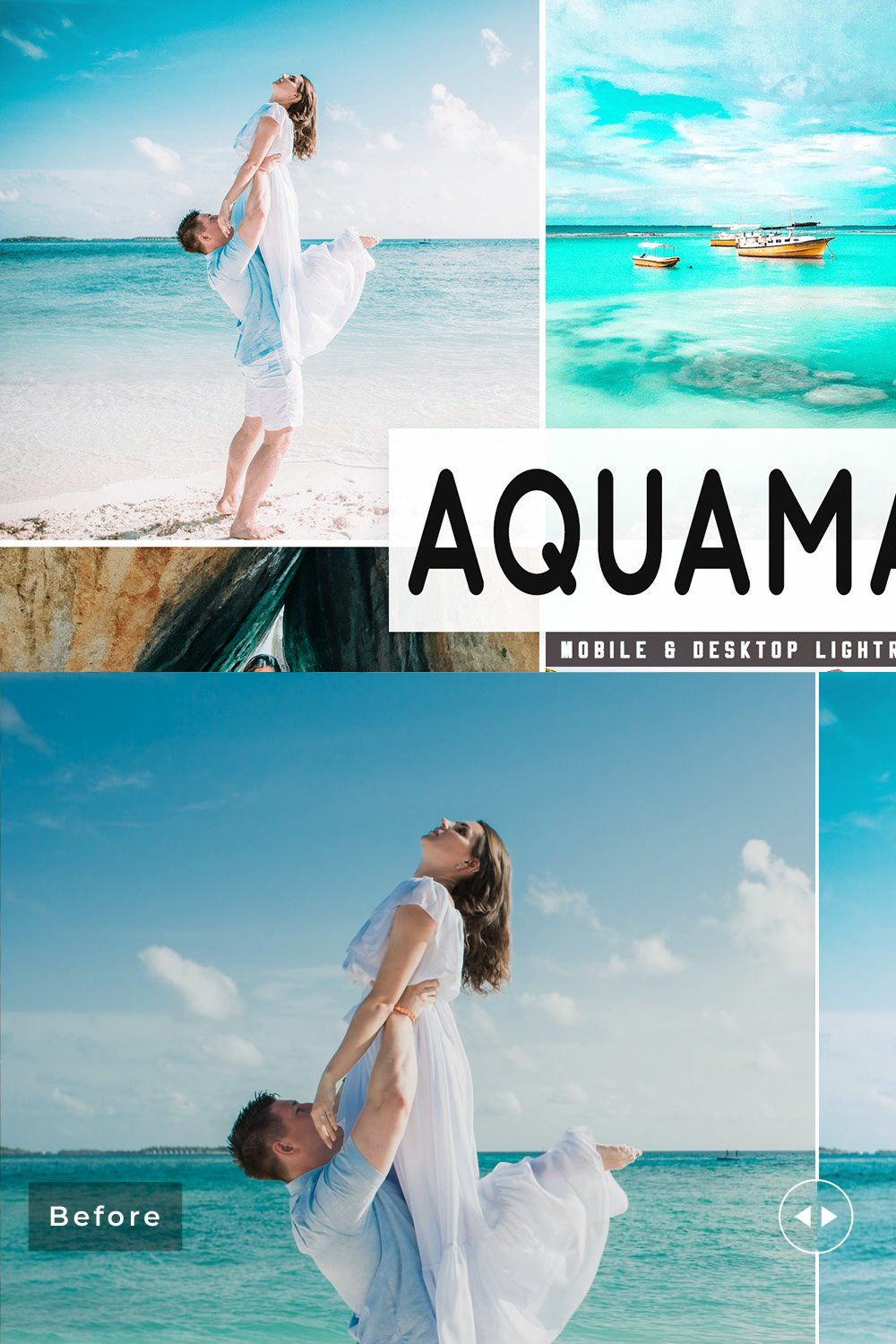 Aquamarine Lightroom Presets Pack pinterest preview image.