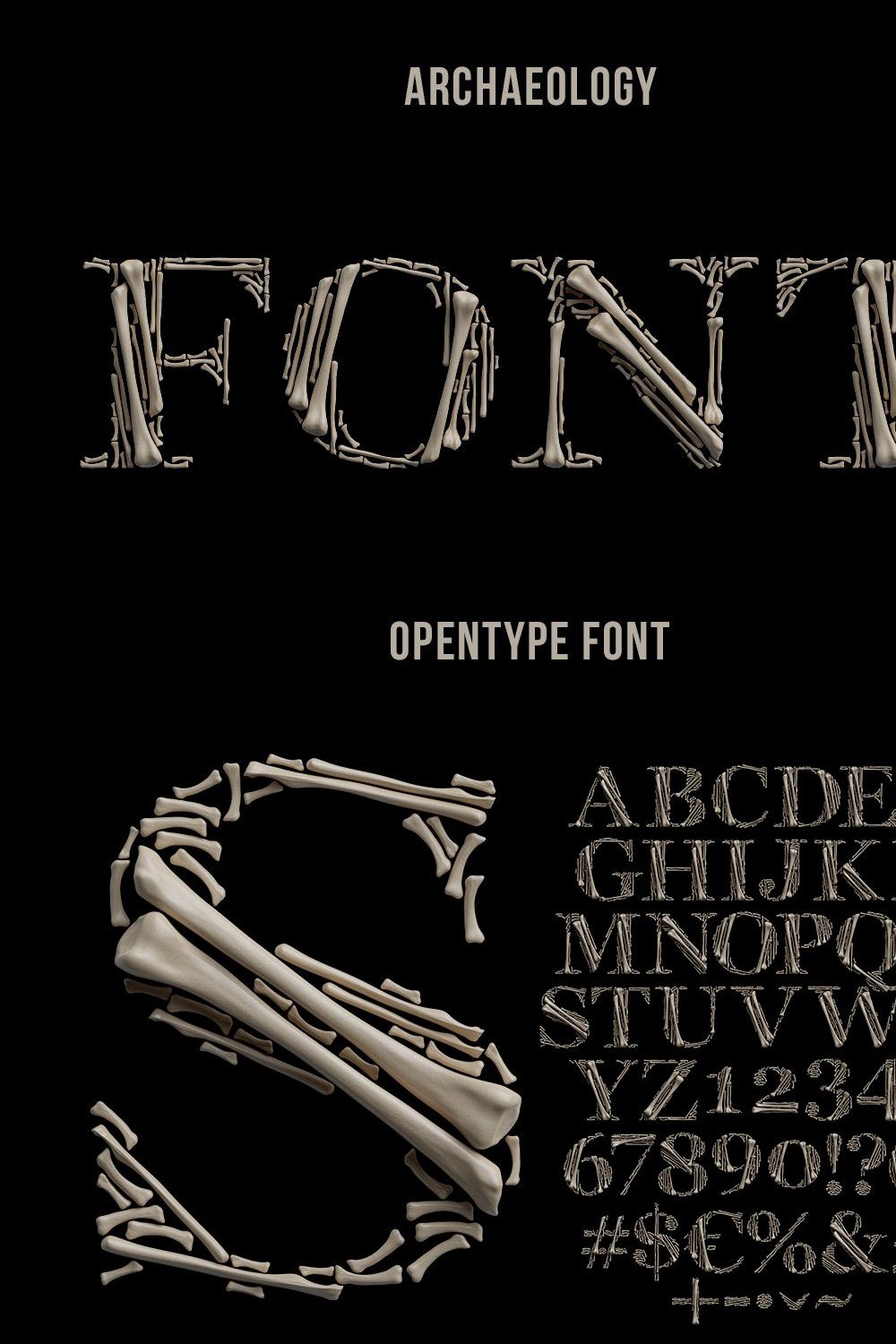 Archaeology Font pinterest preview image.