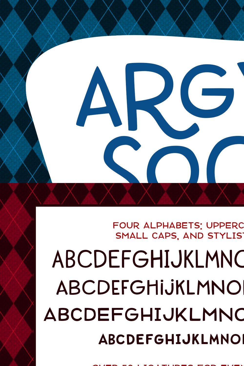 Argyle Socks: fun font in 3 weights! pinterest preview image.
