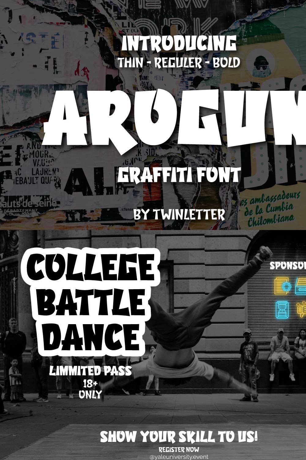 Arogun - Display Graffiti Style Font pinterest preview image.