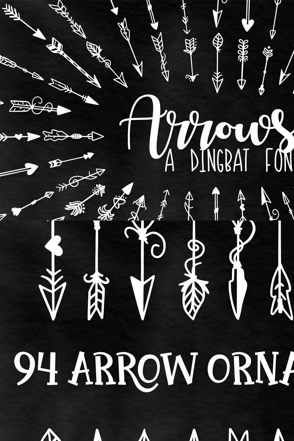 Arrows - Dingbat Font pinterest preview image.