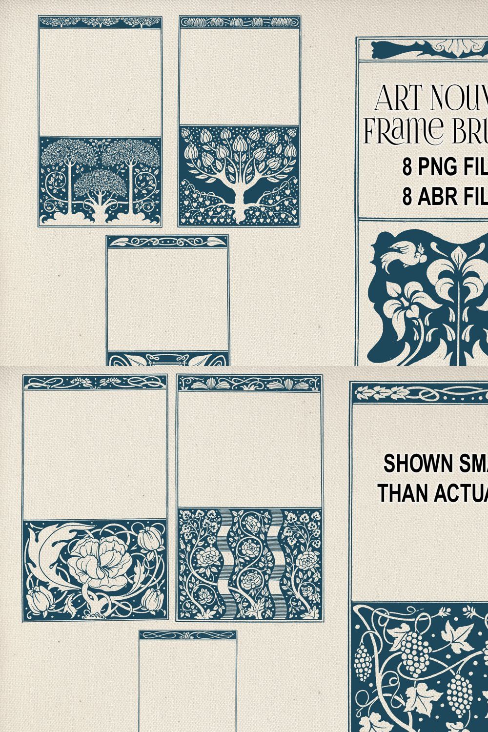 Art Nouveau Frame Brushes & PNGs pinterest preview image.