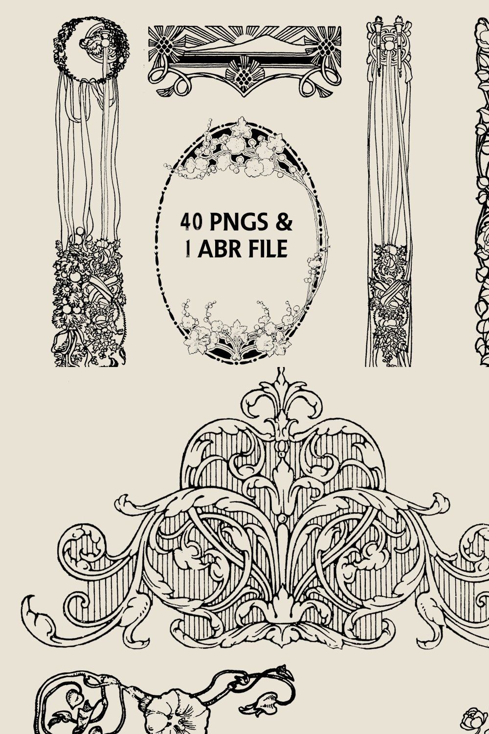 Art Nouveau Frames & Ornaments Vol 2 pinterest preview image.