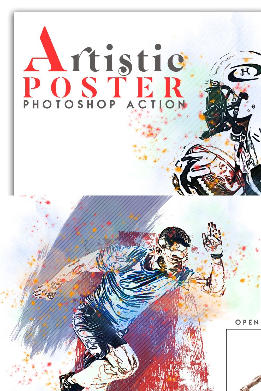 Artistic Poster Photoshop Action pinterest preview image.