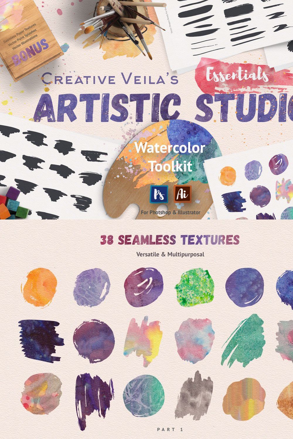 Artistic Studio: Watercolor Toolkit pinterest preview image.