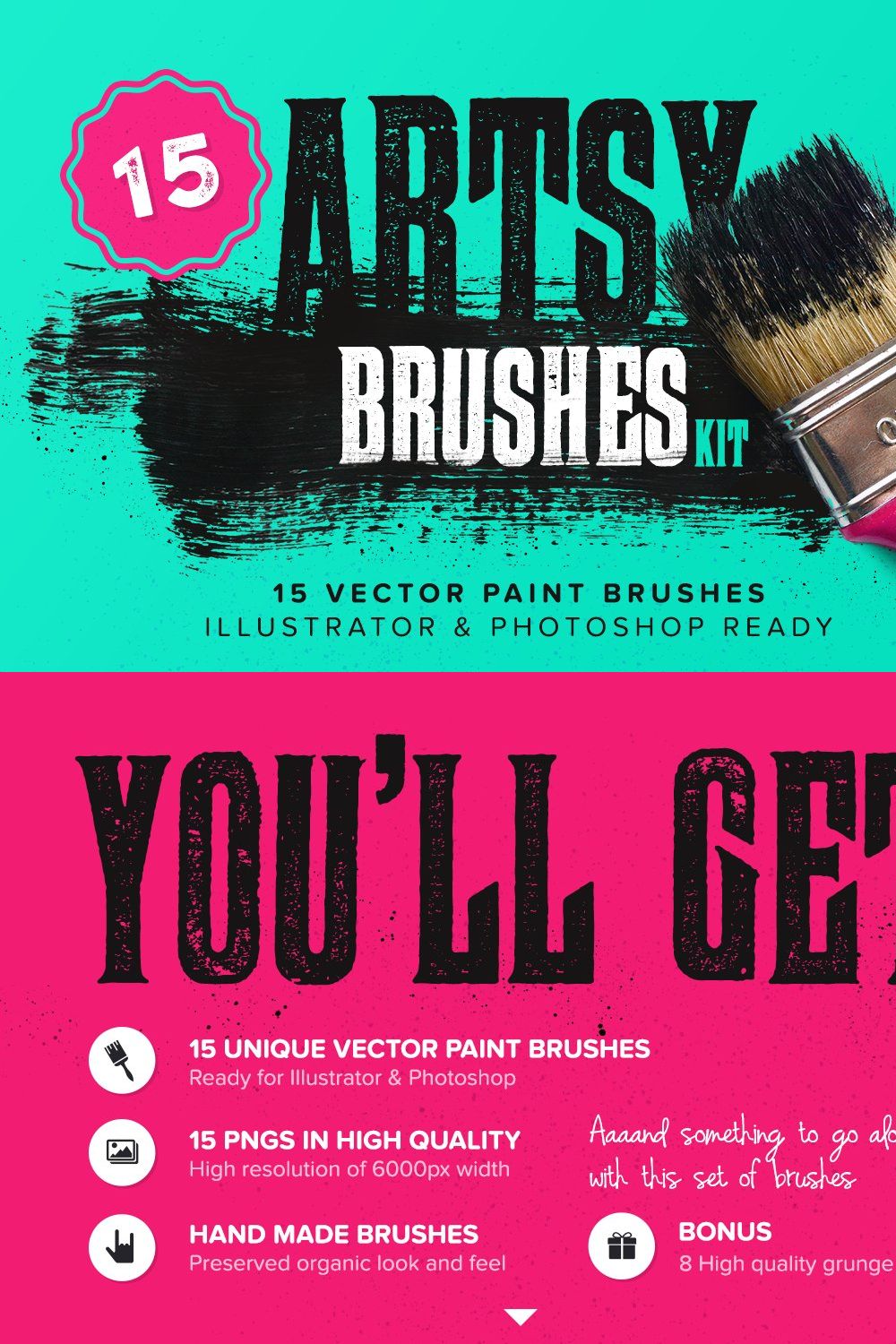 Artsy Paint Brushes Kit pinterest preview image.