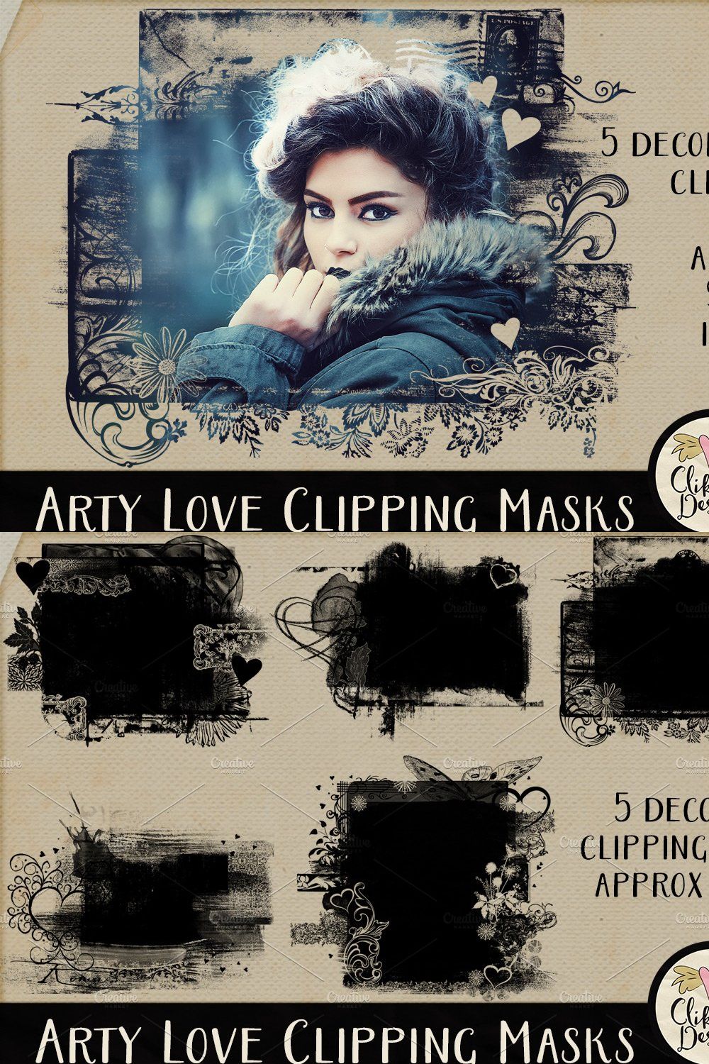 Arty Love Photography Clipping Masks pinterest preview image.