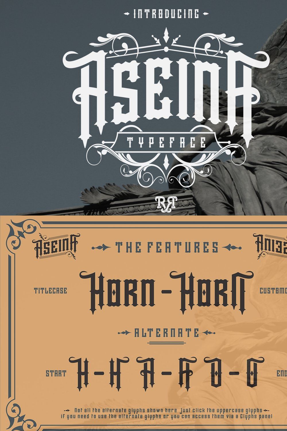 Aseina Typeface + Bonus pinterest preview image.