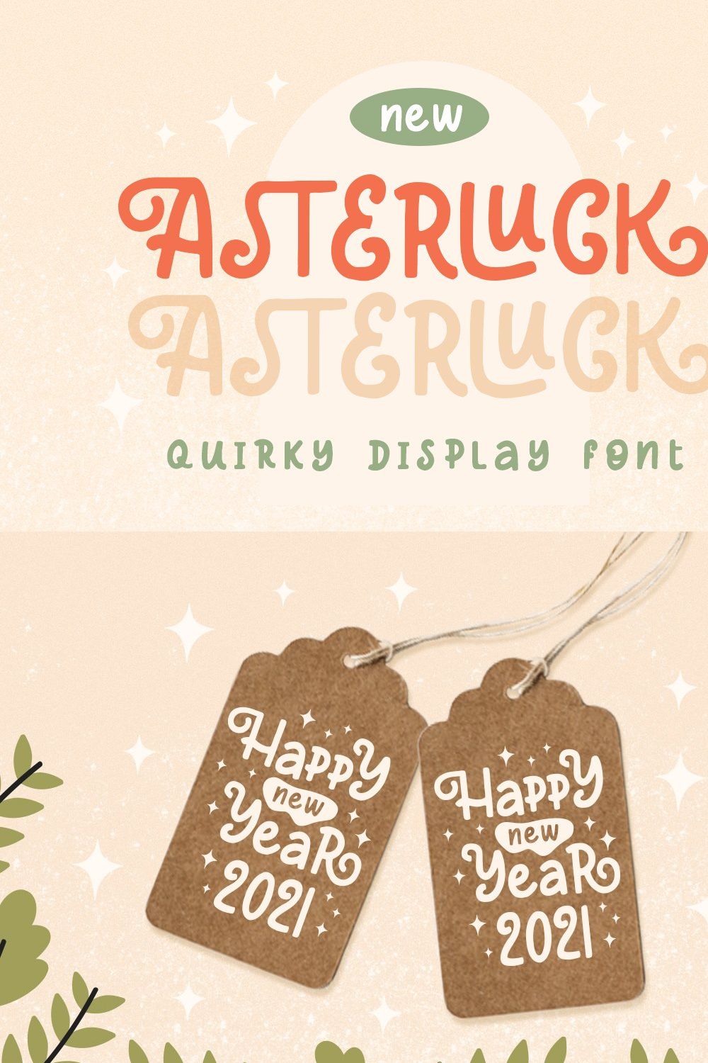 Asterluck - Quirky Display Font pinterest preview image.