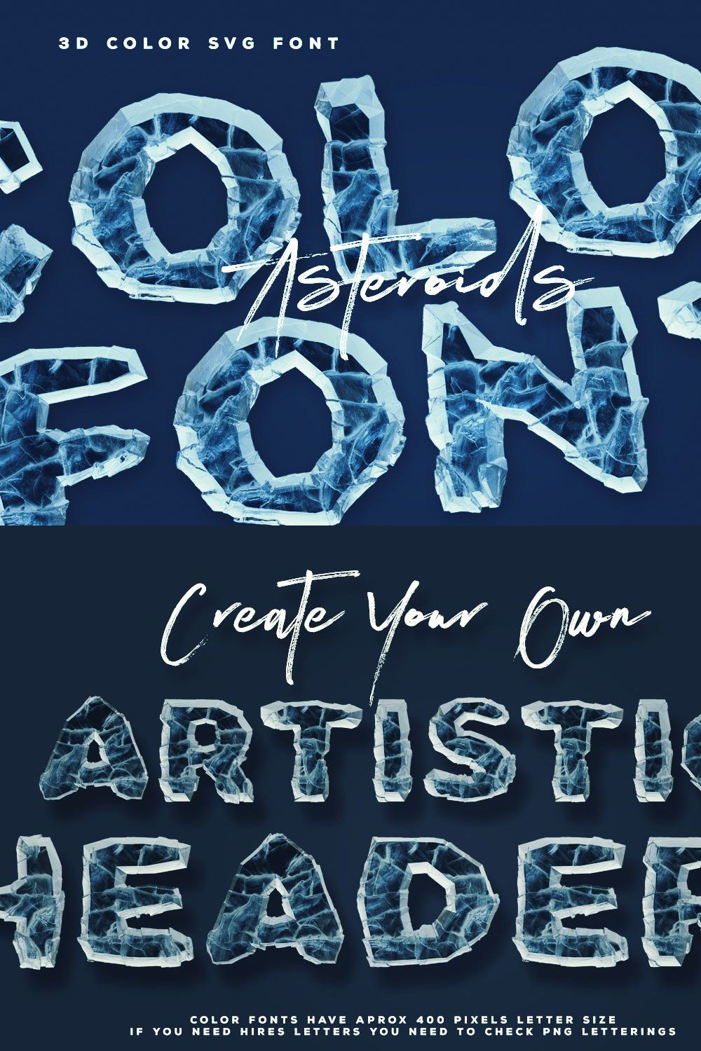 Asteroids - Color Font pinterest preview image.