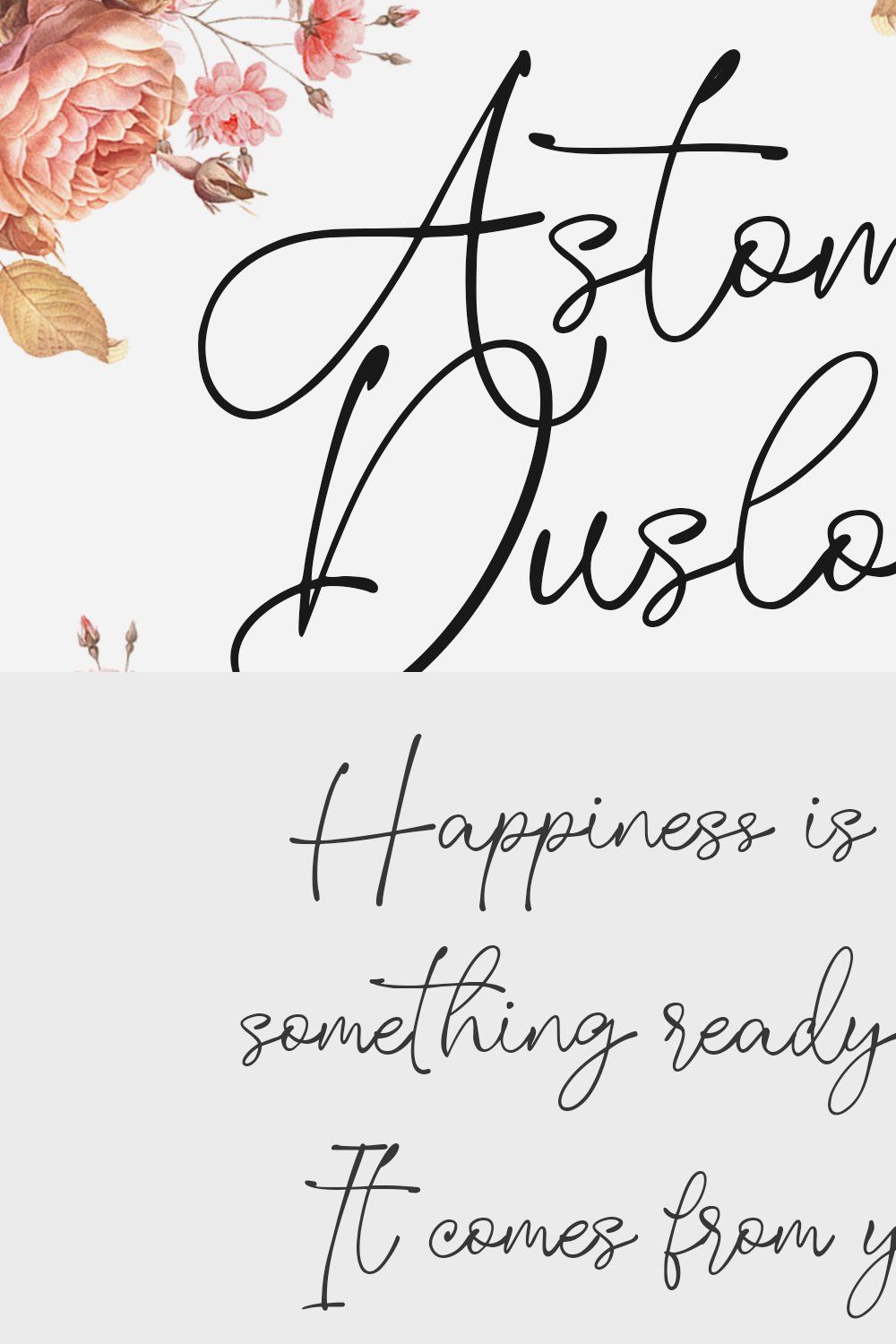 Astomia Duslons Script Font pinterest preview image.