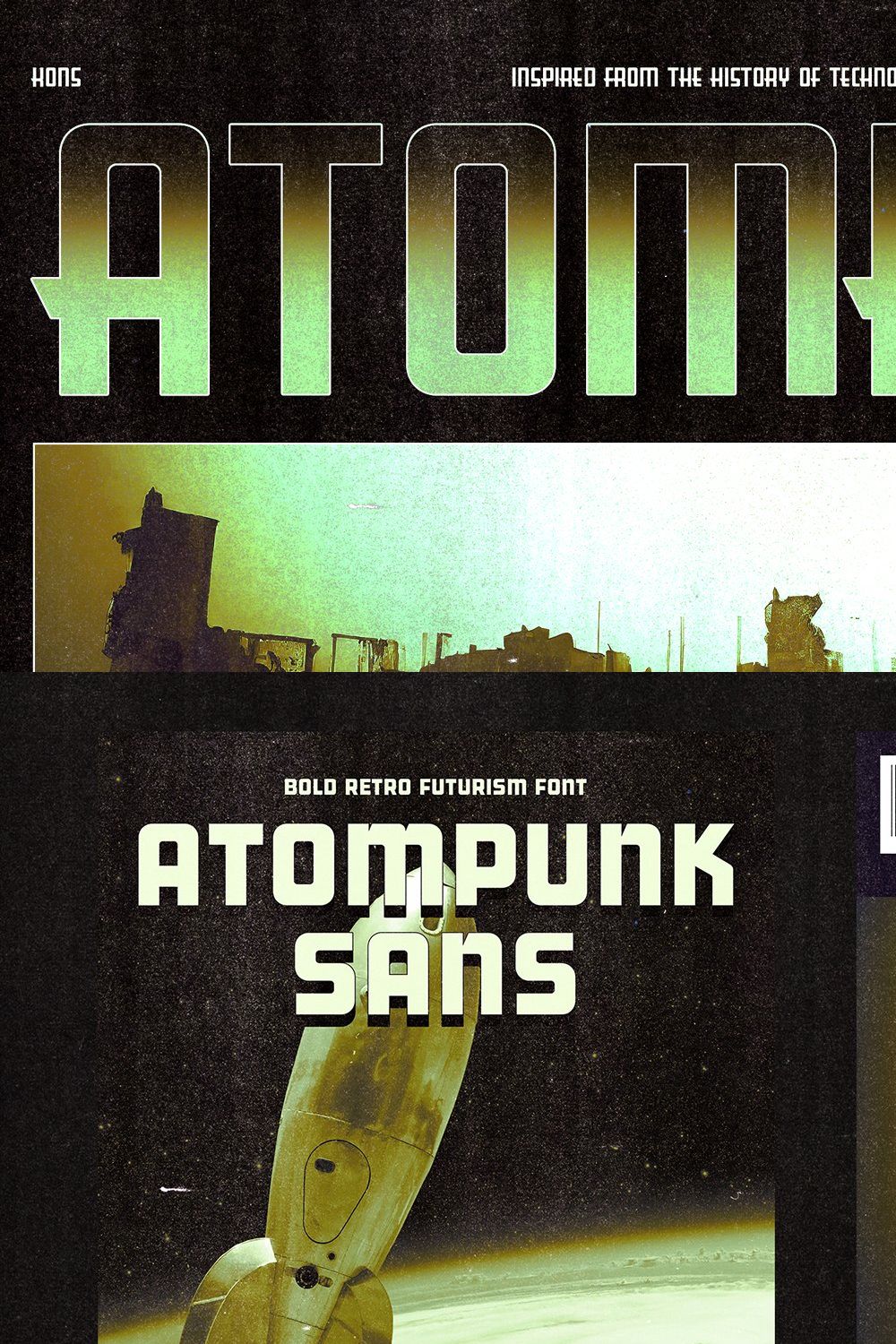 Atompunk - Retro Futurism Fonts pinterest preview image.