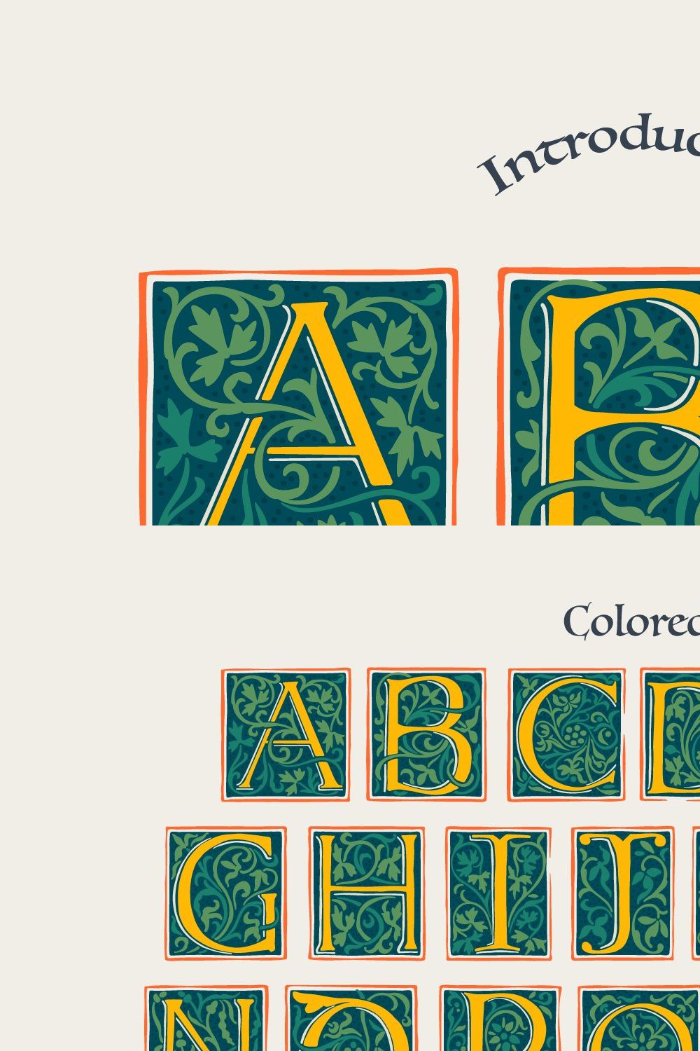Augsburg Initials Colored font pinterest preview image.