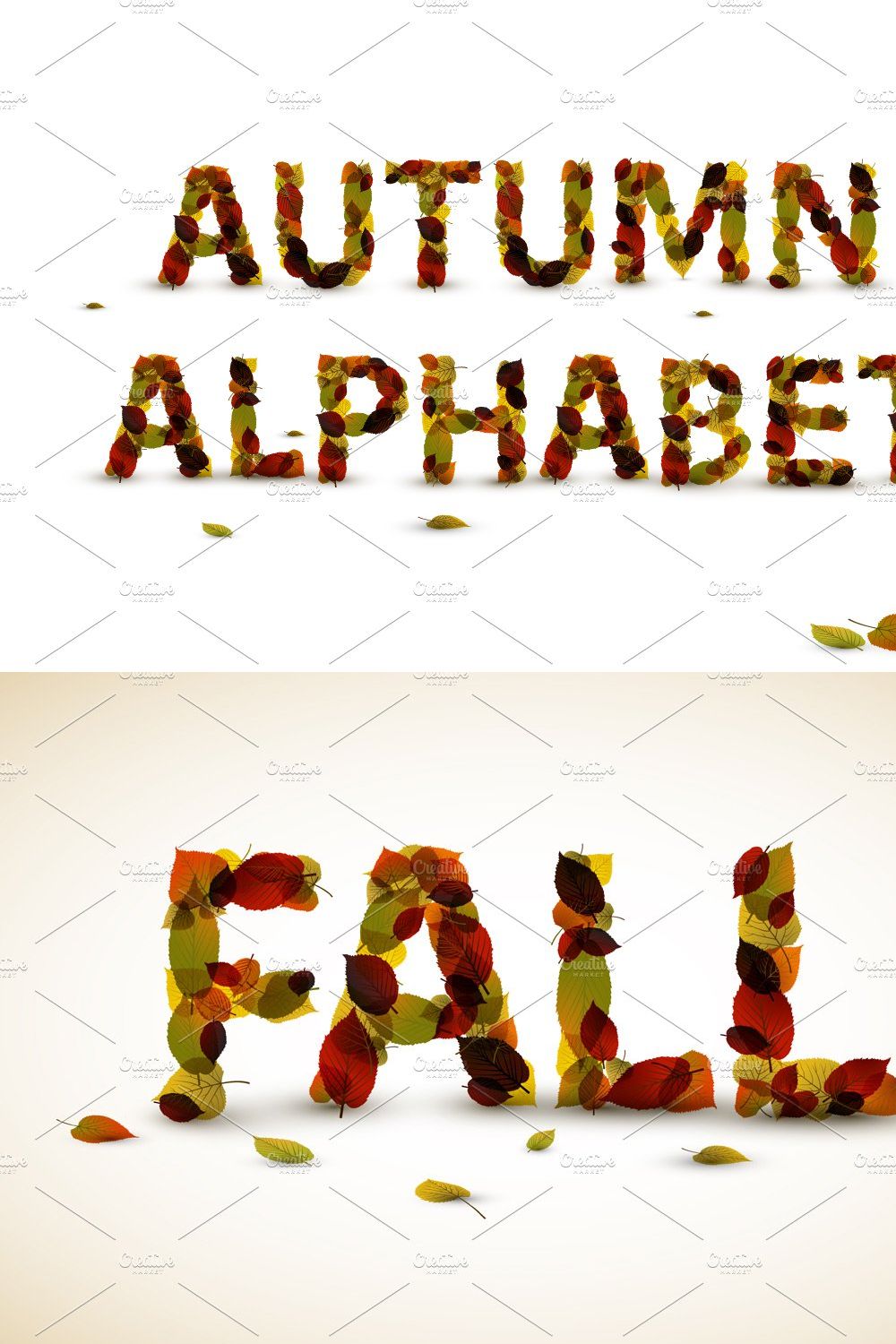 Autumn Leaf Alphabet pinterest preview image.