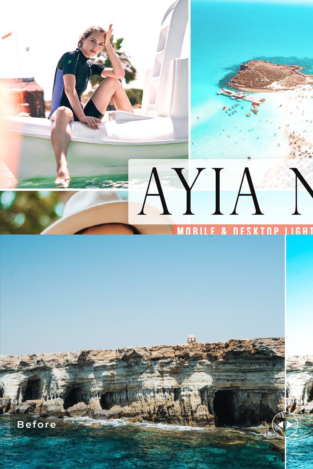 Ayia Napa Pro Lightroom Presets pinterest preview image.