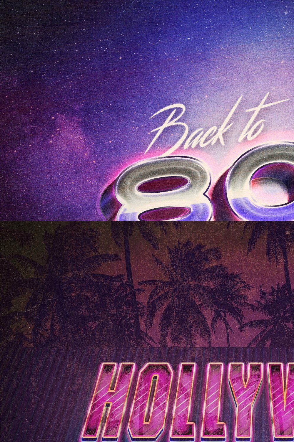 Back to the 80s Retro Text Effects pinterest preview image.