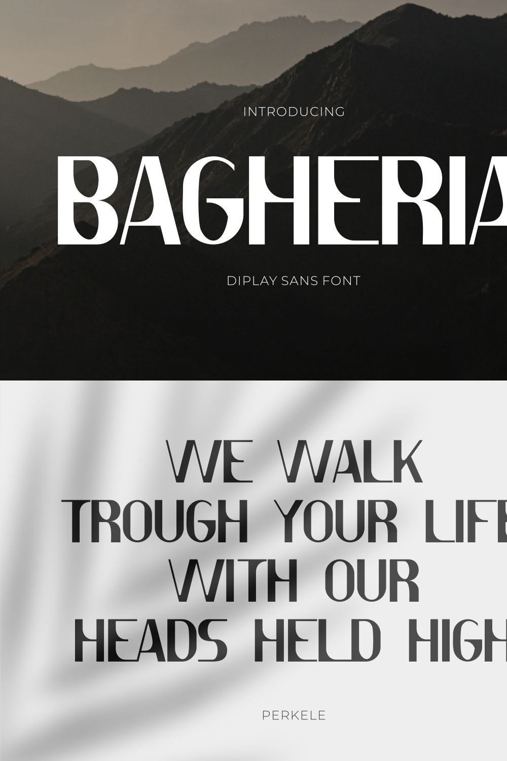 Bagheria - Stylish Modern Sans Font pinterest preview image.