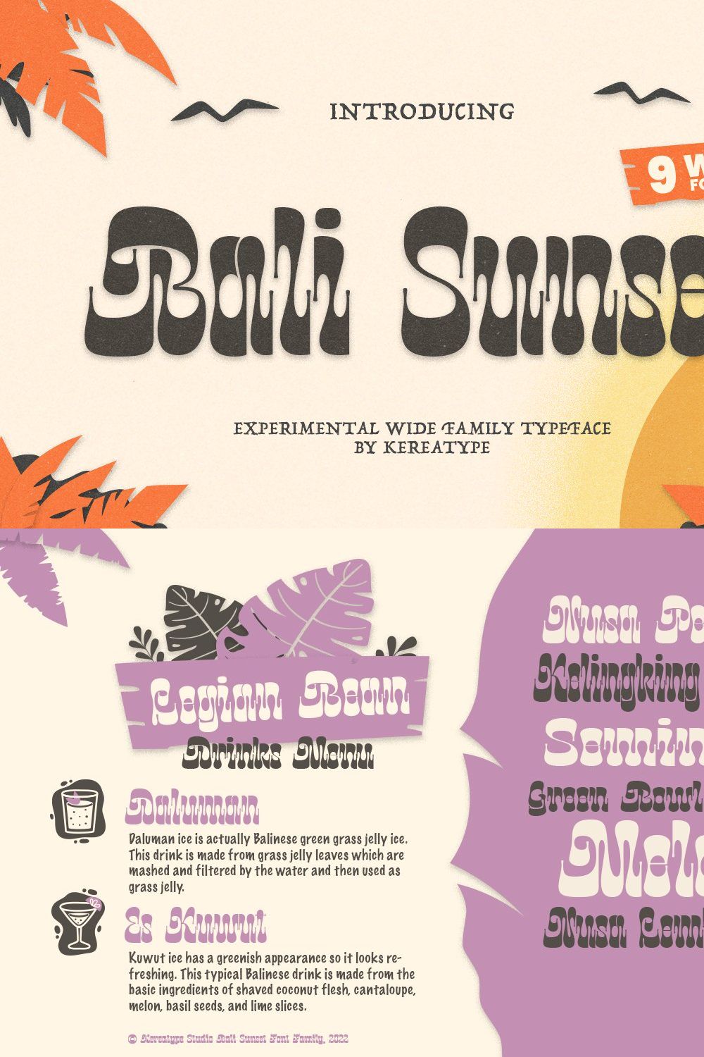 Bali Sunset - Unique Display Font pinterest preview image.