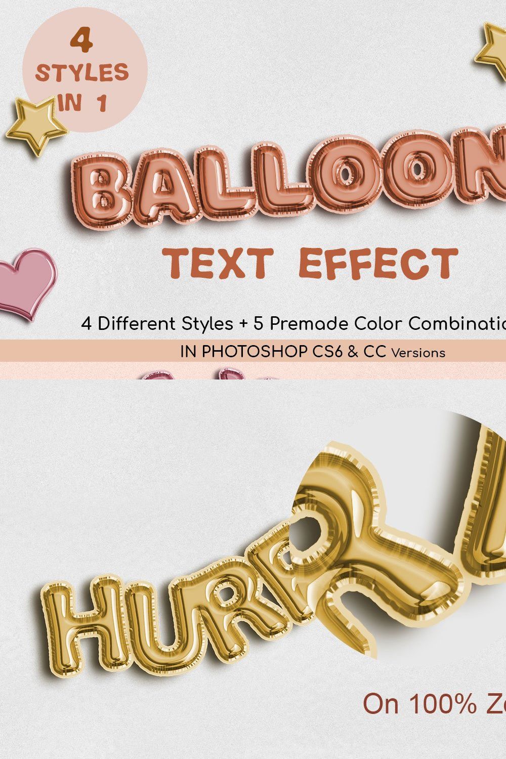 Balloon Foil Text Effect PS pinterest preview image.